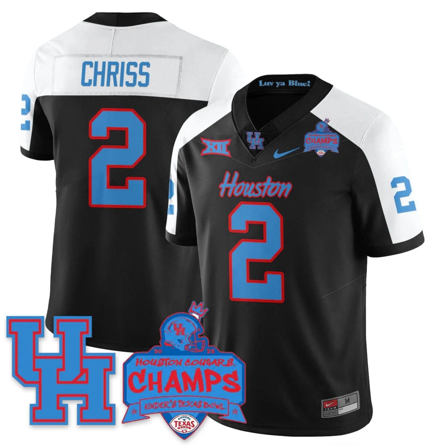 Zeon Chriss Jersey #2 Houston Cougar 2025 Texas Bowl Champions Stitched