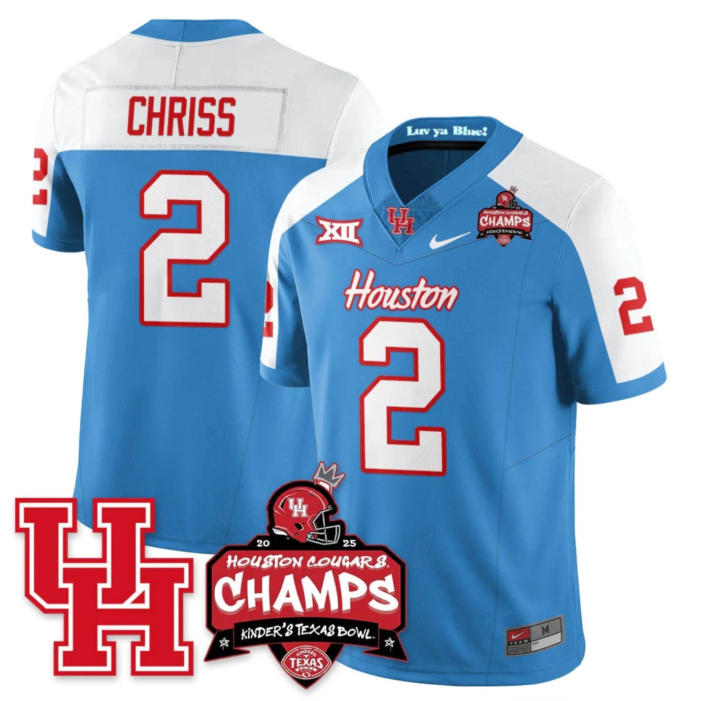 Alternative view of Zeon Chriss Jersey #2 Houston Cougar 2025 Texas Bowl Champions Stitched