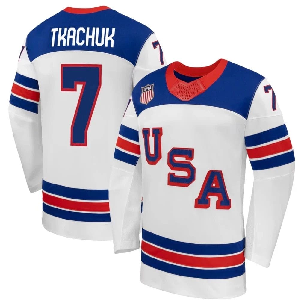 Brady Tkachuk Jersey Team USA Winter Olympics 2026 Hockey Premium STITCHED White by Hockey David