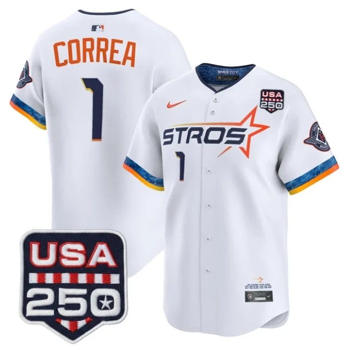 Carlos Correa Jersey #1 Houston Astros 250 USA Patch Limited Stitched by My Store