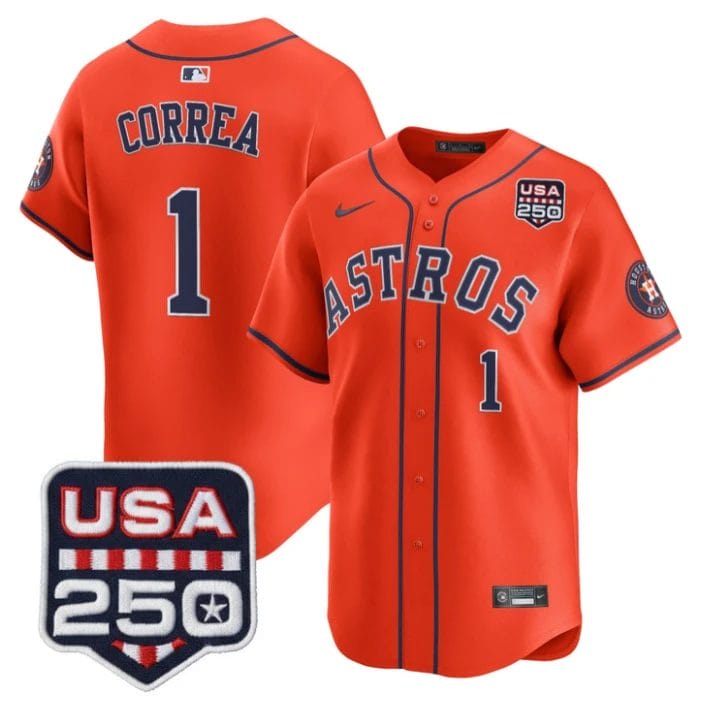 Carlos Correa Jersey #1 Houston Astros 250 USA Patch Limited Stitched by My Store