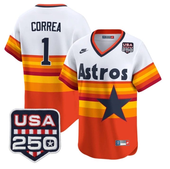 Carlos Correa Jersey #1 Houston Astros 250 USA Patch Limited Stitched by My Store