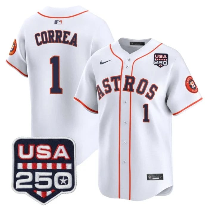 Carlos Correa Jersey #1 Houston Astros 250 USA Patch Limited Stitched by My Store