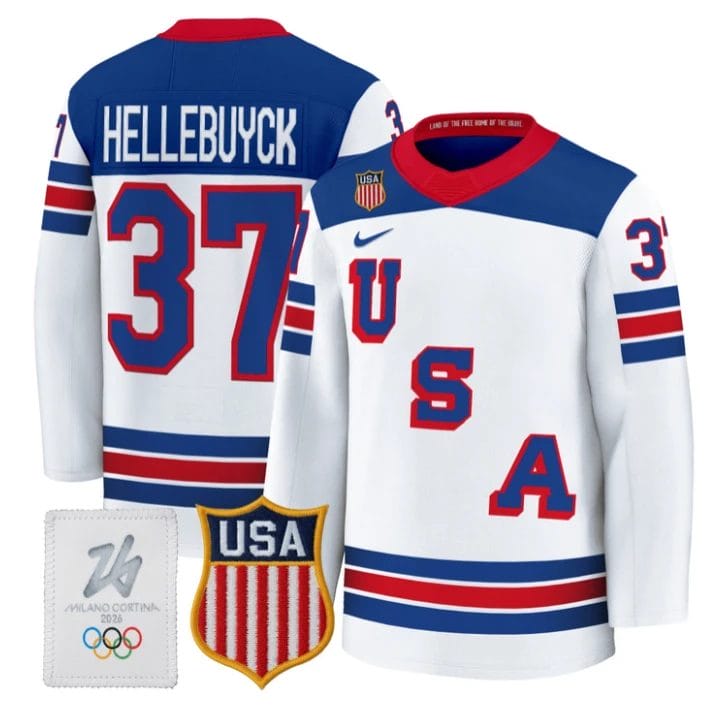 Connor Hellebuyck Jersey #37 USA Olympic 2026 Premium Hockey All Stitched by Hockey David