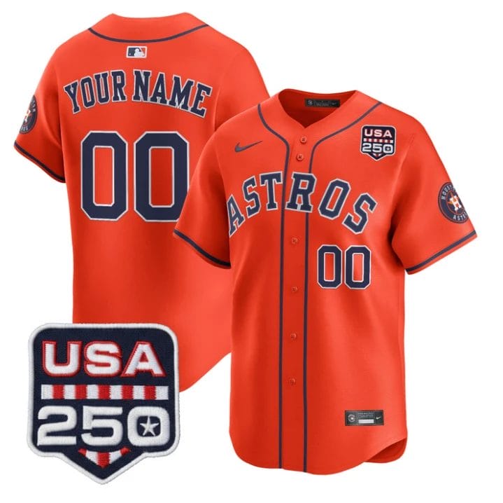 Custom Houston Astros Jersey 250 USA Patch Limited Stitched by My Store