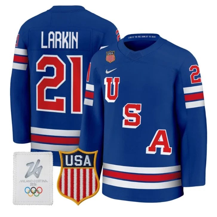 Dylan Larkin Jersey #21 USA Olympic 2026 Premium Hockey All Stitched by Hockey David