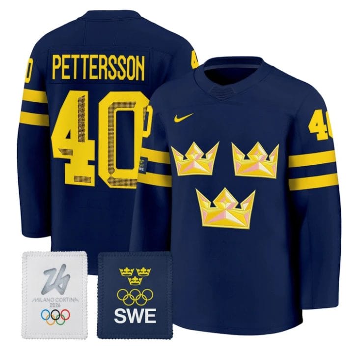 Elias Pettersson Jersey #40 Sweden Olympic 2026 Premium Hockey All Stitched by Hockey David