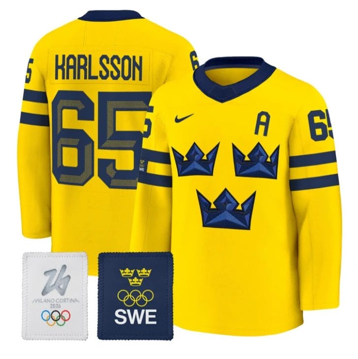 Erik Karlsson Jersey #65 Sweden Olympic 2026 Premium Hockey All Stitched by Hockey David
