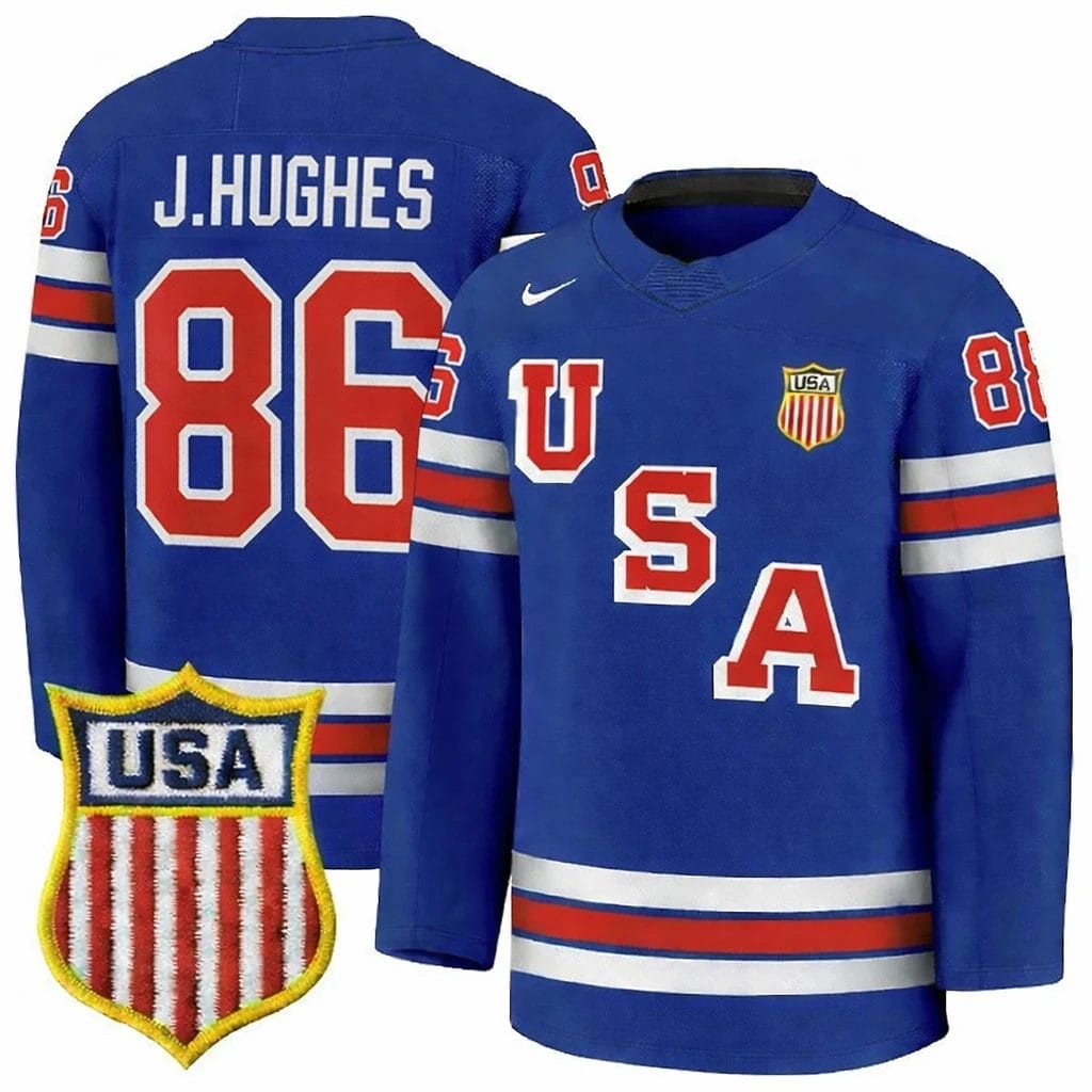 Jack Hughes Jersey #86 Team USA Winter Olympics 2026 Hockey Premium STITCHED Blue by Hockey David