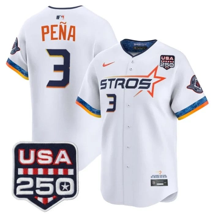 Jeremy Pena Jersey #3 Houston Astros 250 USA Patch Limited Stitched by My Store