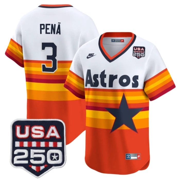 Jeremy Pena Jersey #3 Houston Astros 250 USA Patch Limited Stitched by My Store