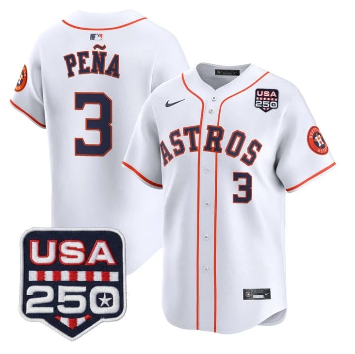 Jeremy Pena Jersey #3 Houston Astros 250 USA Patch Limited Stitched by My Store