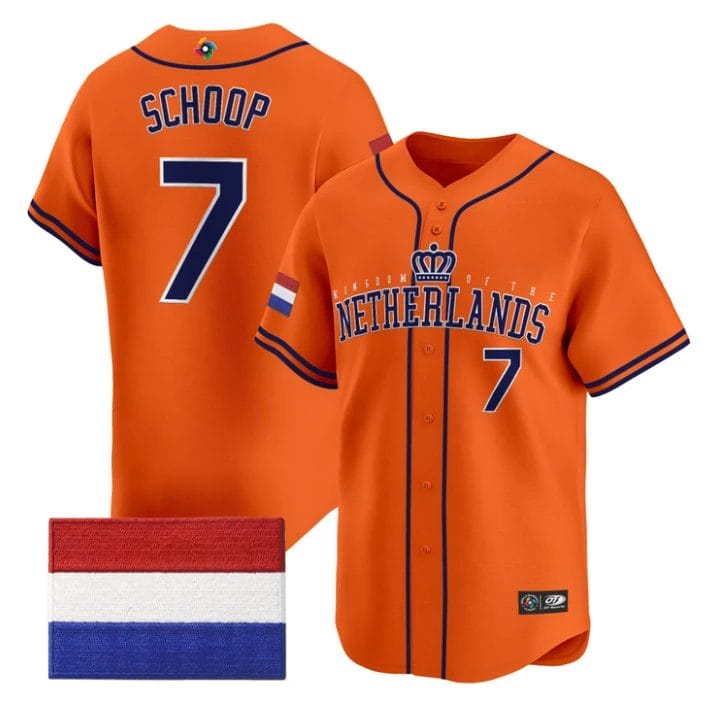 Jonathan Schoop Jersey #7 Team Netherlands 2026 World Baseball Stitched by My Store