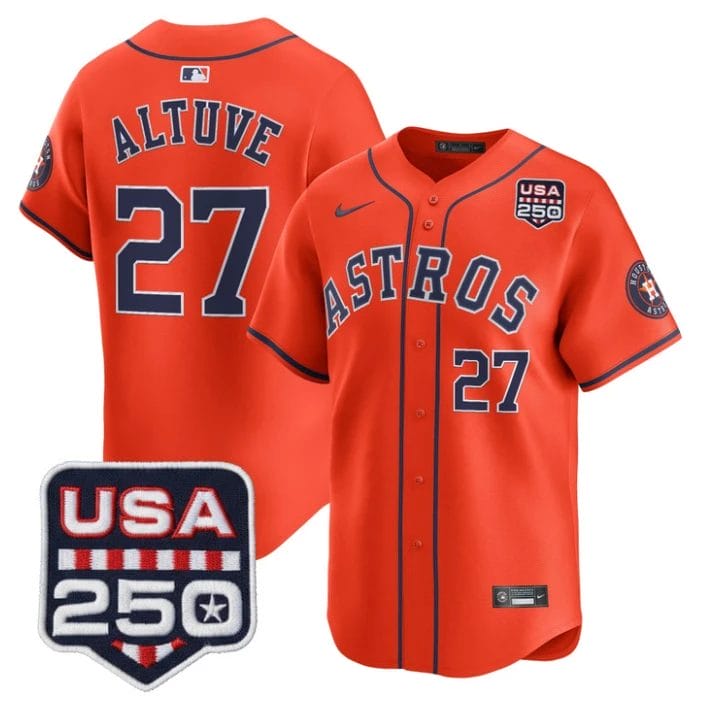 José Altuve Jersey #27 Houston Astros 250 USA Patch Limited Stitched by My Store