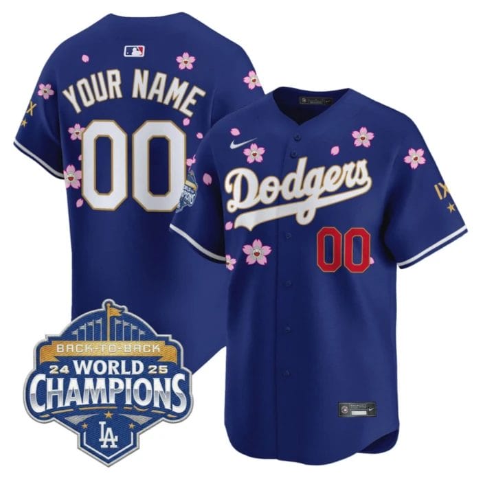 Los Angeles Dodgers Royal Blue Custom Jersey All Stitched by My Store