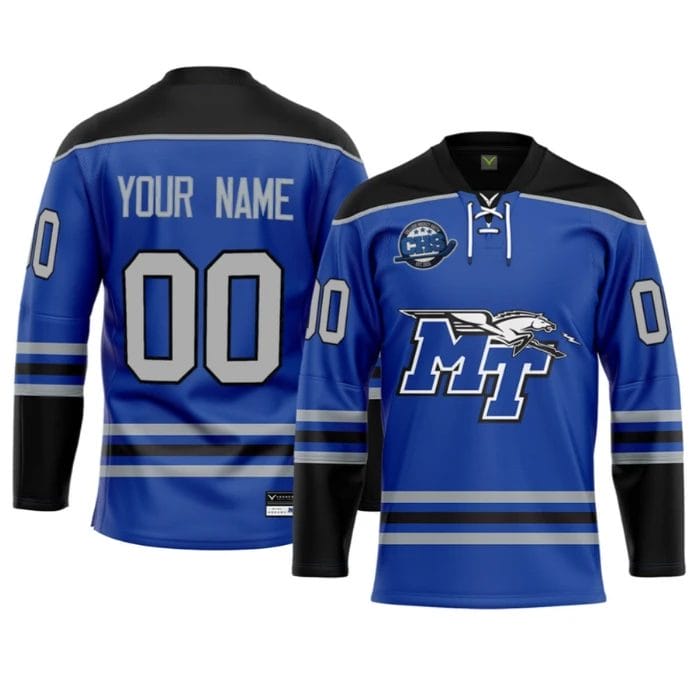 MTSU Blue Hockey Custom Jersey - All Stitched by Hockey David