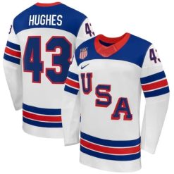 Quinn Hughes Jersey #43 Team USA Winter Olympics 2026 Premium Hockey Stitched White by Hockey David