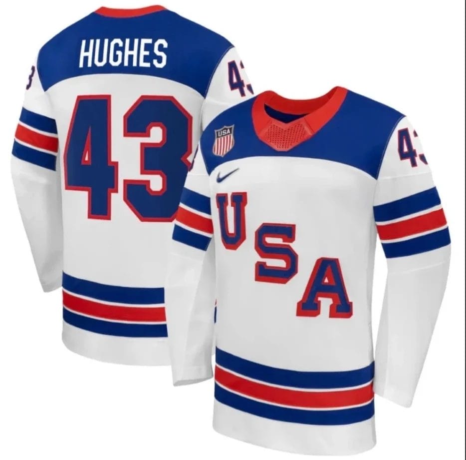 Quinn Hughes Jersey #43 Team USA Winter Olympics 2026 Premium Hockey Stitched White by Hockey David