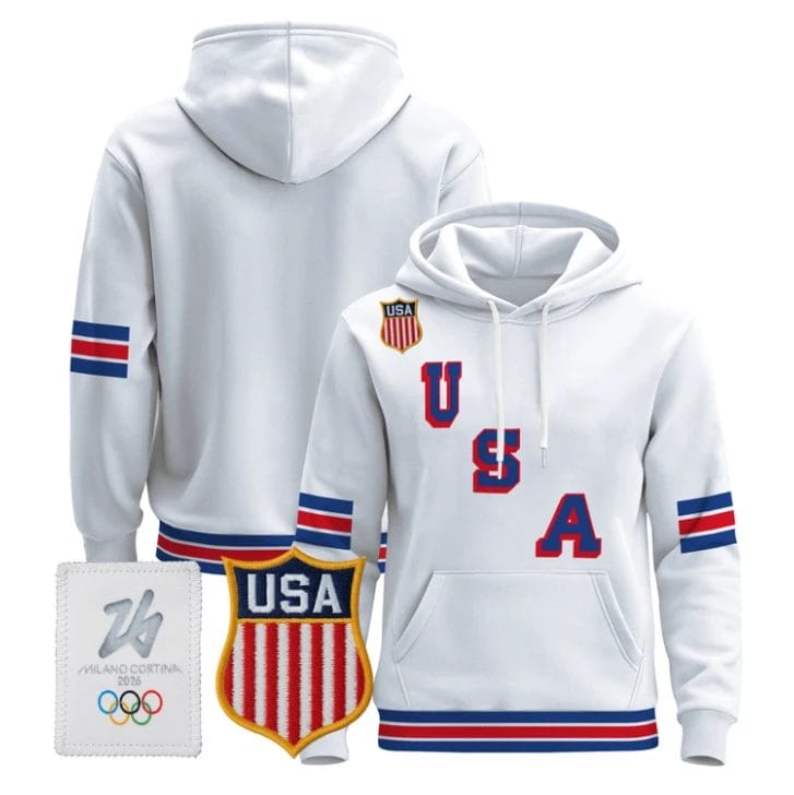 Team Blank USA Olympic 2026 Premium Hockey Pullover Hoodie Stitched by Hoodie Pullover