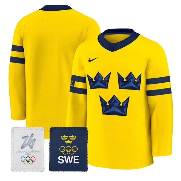 Team Jersey Blank Sweden Olympic 2026 Premium Hockey All Stitched by Hockey David