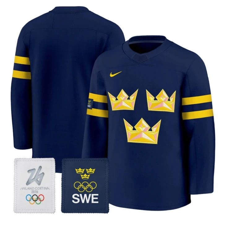 Team Jersey Blank Sweden Olympic 2026 Premium Hockey All Stitched by Hockey David