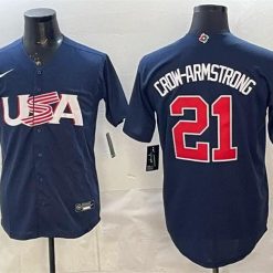 USA Baseball #21 Pete Crow-Armstrong Navy World Baseball Classic Stitched Jersey by My Store