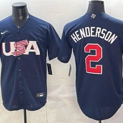 USA Baseball #2 Gunnar Henderson Navy World Baseball Classic Stitched Jersey by My Store