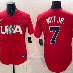 USA Baseball #7 Bobby Witt Jr. Red World Baseball Classic Stitched Jersey by My Store