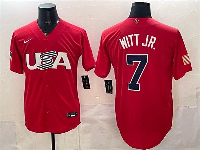 USA Baseball #7 Bobby Witt Jr. Red World Baseball Classic Stitched Jersey by My Store