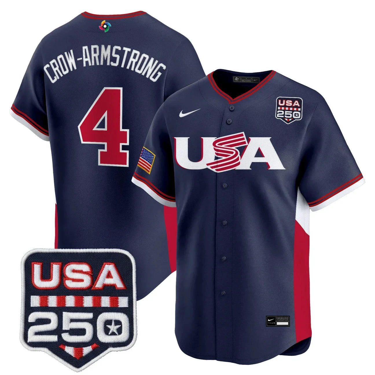 Team USA World Baseball Classic 250America Patch Vapor Premier Jersey - 2026 Roster - All Stitched by Digigearus