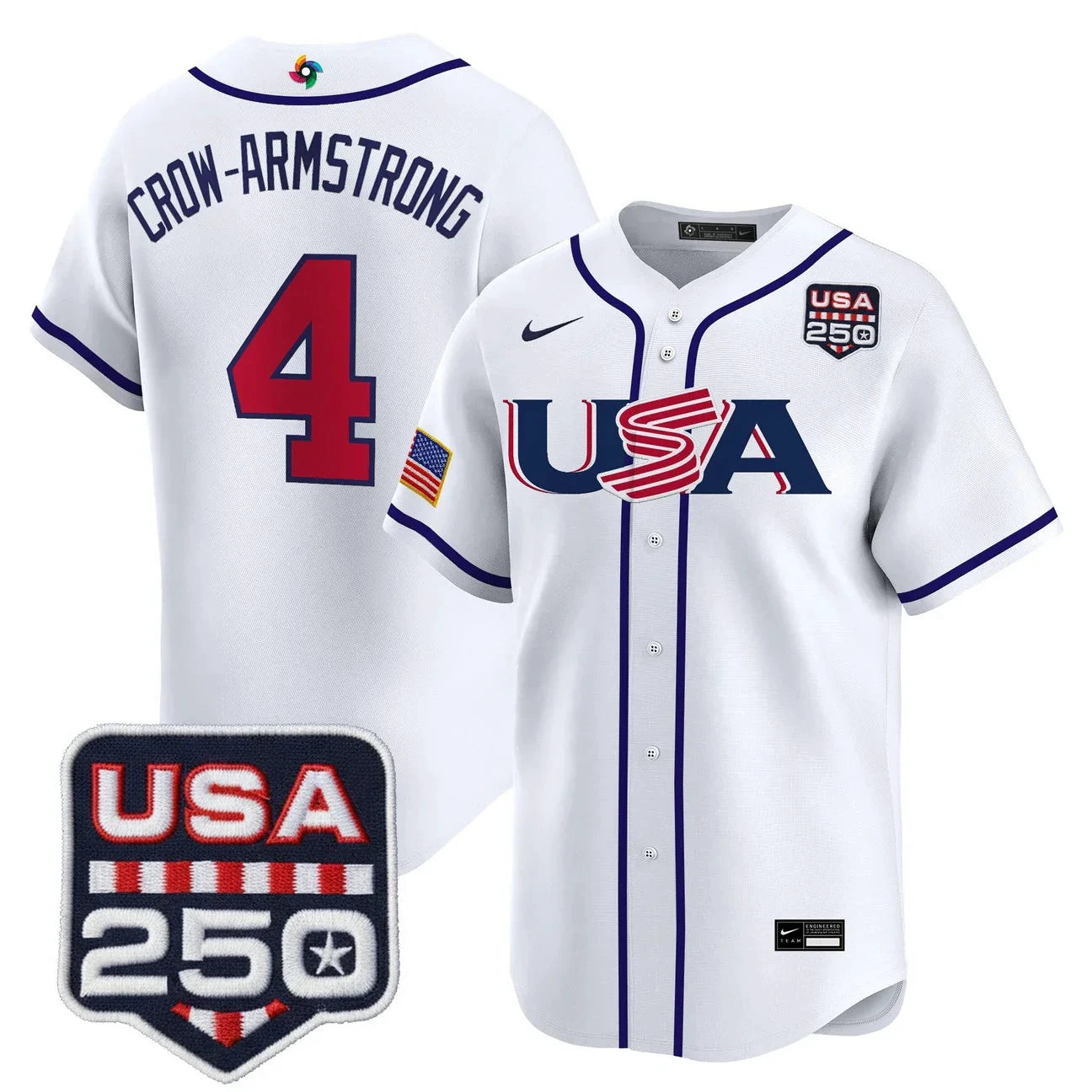 Team USA World Baseball Classic 250America Patch Vapor Premier Jersey - 2026 Roster - All Stitched by Digigearus