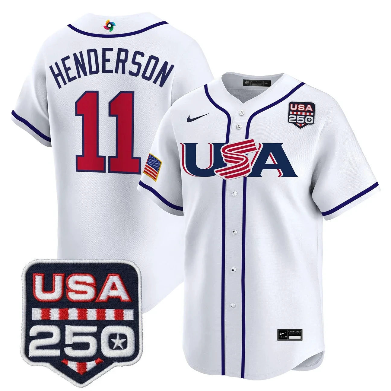 Team USA World Baseball Classic 250America Patch Vapor Premier Jersey - 2026 Roster - All Stitched by Digigearus