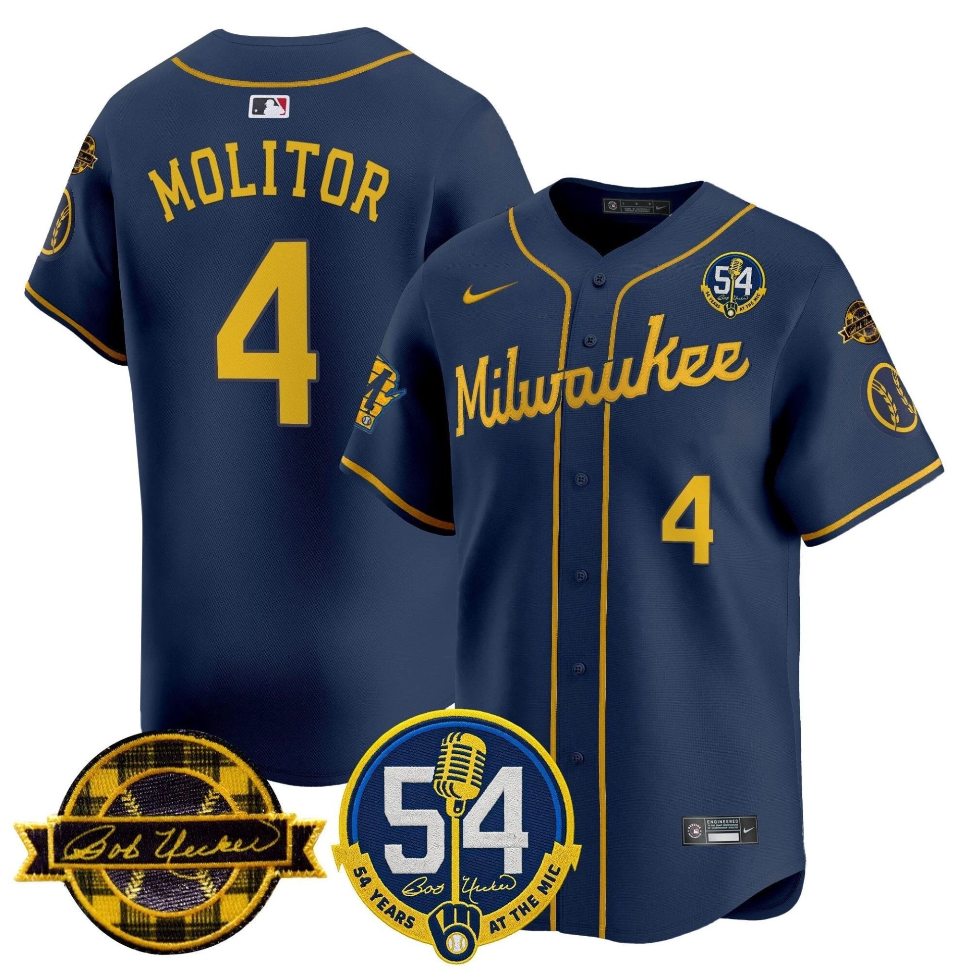 MIL 'Bob Uecker - 54 Seasons for Brewers' Vapor Premier Limited Jersey - All Stitched by Milwaukee Brewers