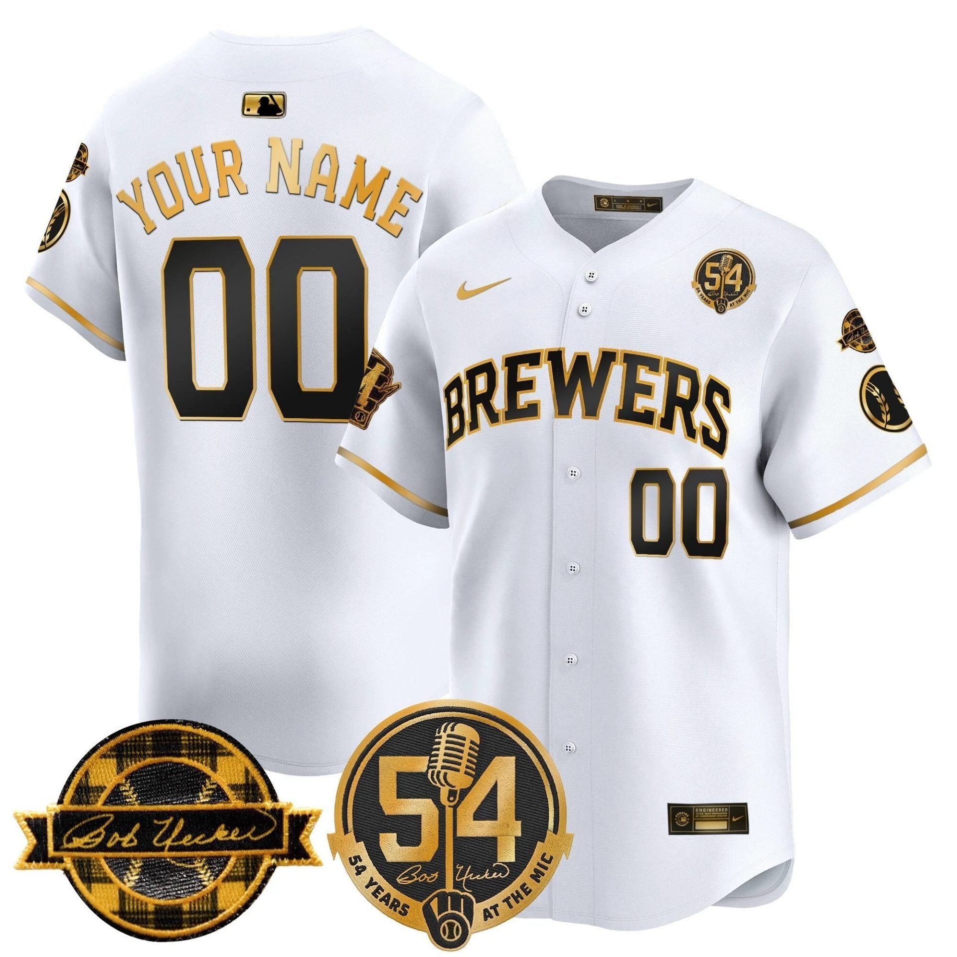 MIL 'Bob Uecker - 54 Seasons for Brewers' Vapor Premier Limited Custom Jersey - All Stitched by Milwaukee Brewers