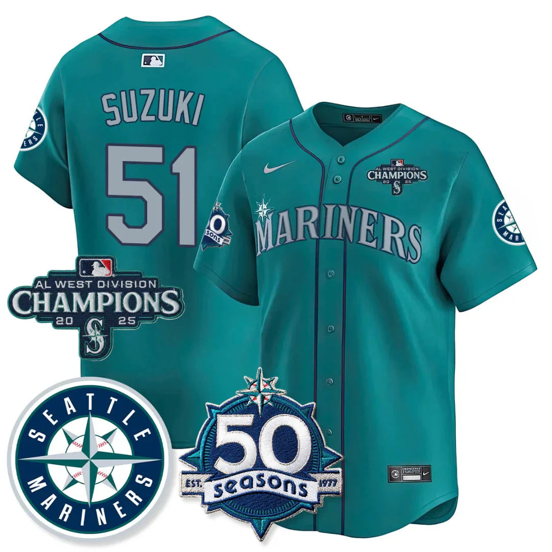 SEA Vapor Premier Limited Jersey - 50th Anniversary & AL West Division Champions - All Stitched by Digigearus