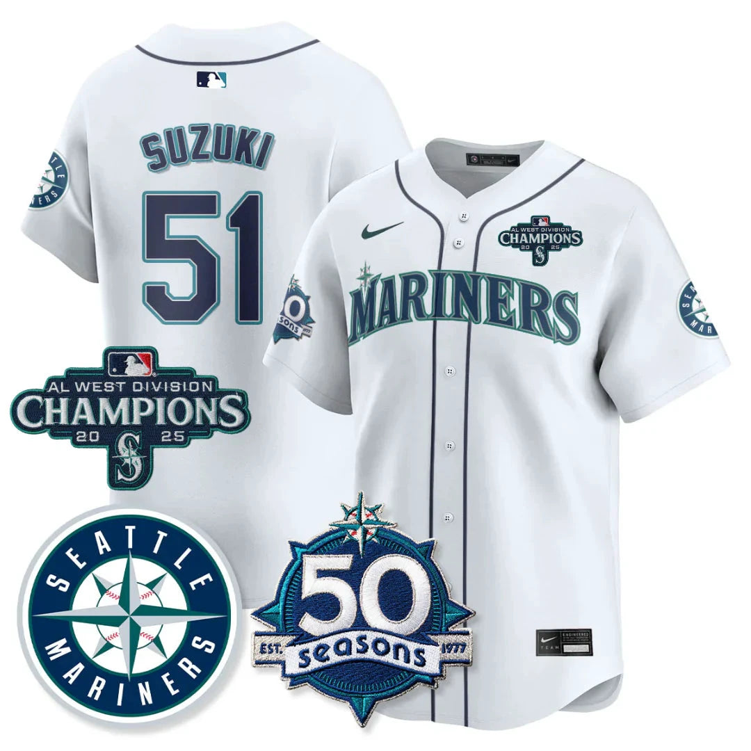 SEA Vapor Premier Limited Jersey - 50th Anniversary & AL West Division Champions - All Stitched by Digigearus