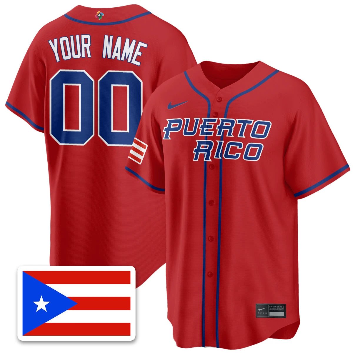 Custom Puerto Rico Baseball 2026 World Baseball Classic Limited Jersey - All Stitched by Puerto Rico
