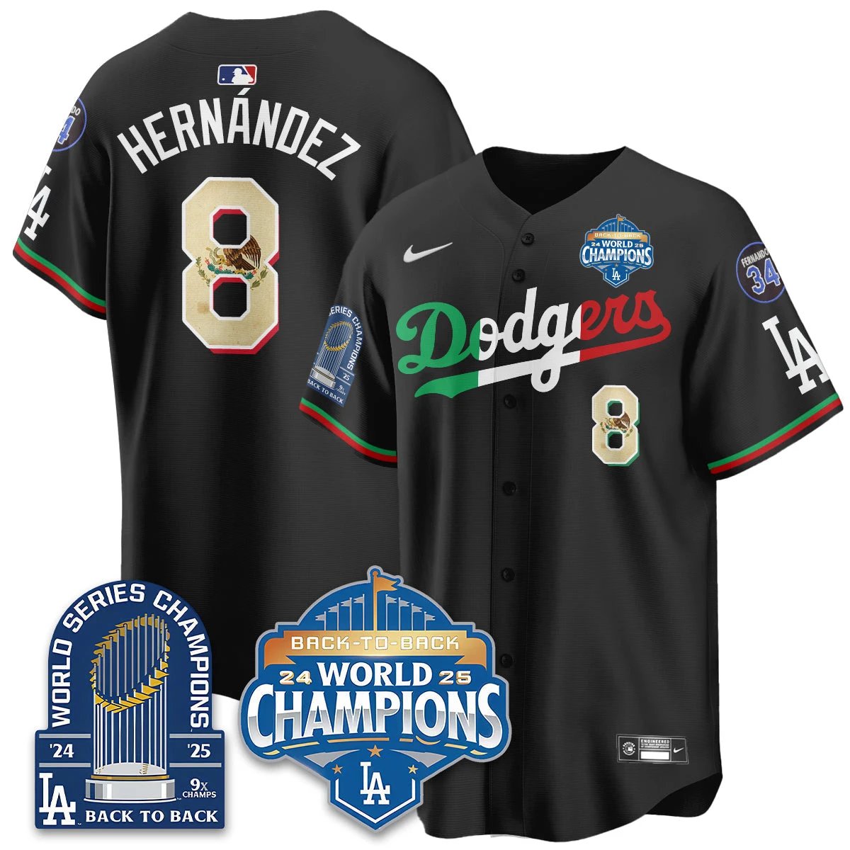 LAD Mexico World Series Champions Jersey - 9x Champs - All Stitched by Hotgearco