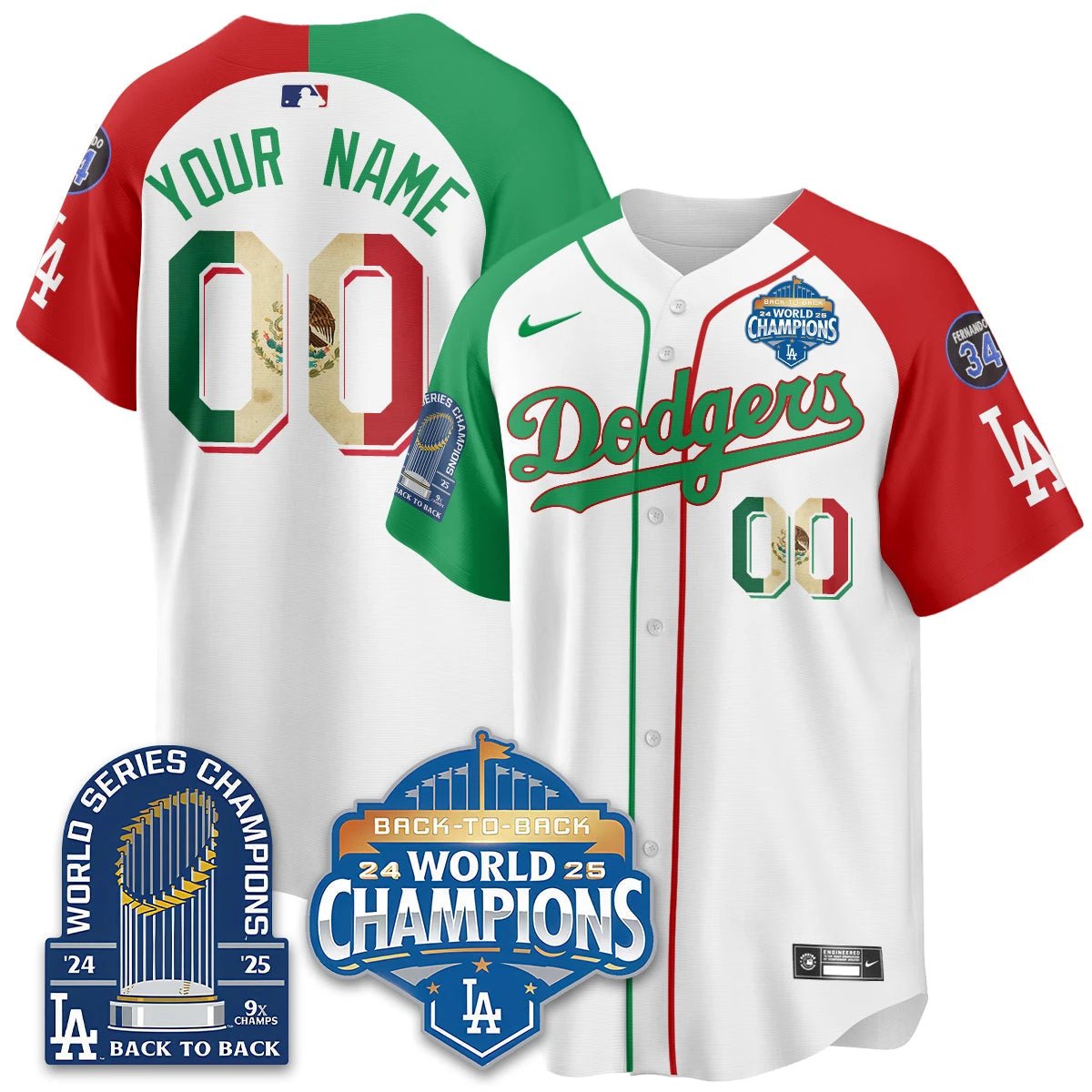 Custom LAD Mexico World Series Champions Jersey - 9x Champs - All Stitched by Hotgearco