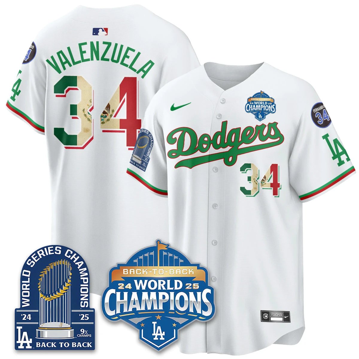 LAD Mexico World Series Champions Jersey - 9x Champs - All Stitched by Hotgearco