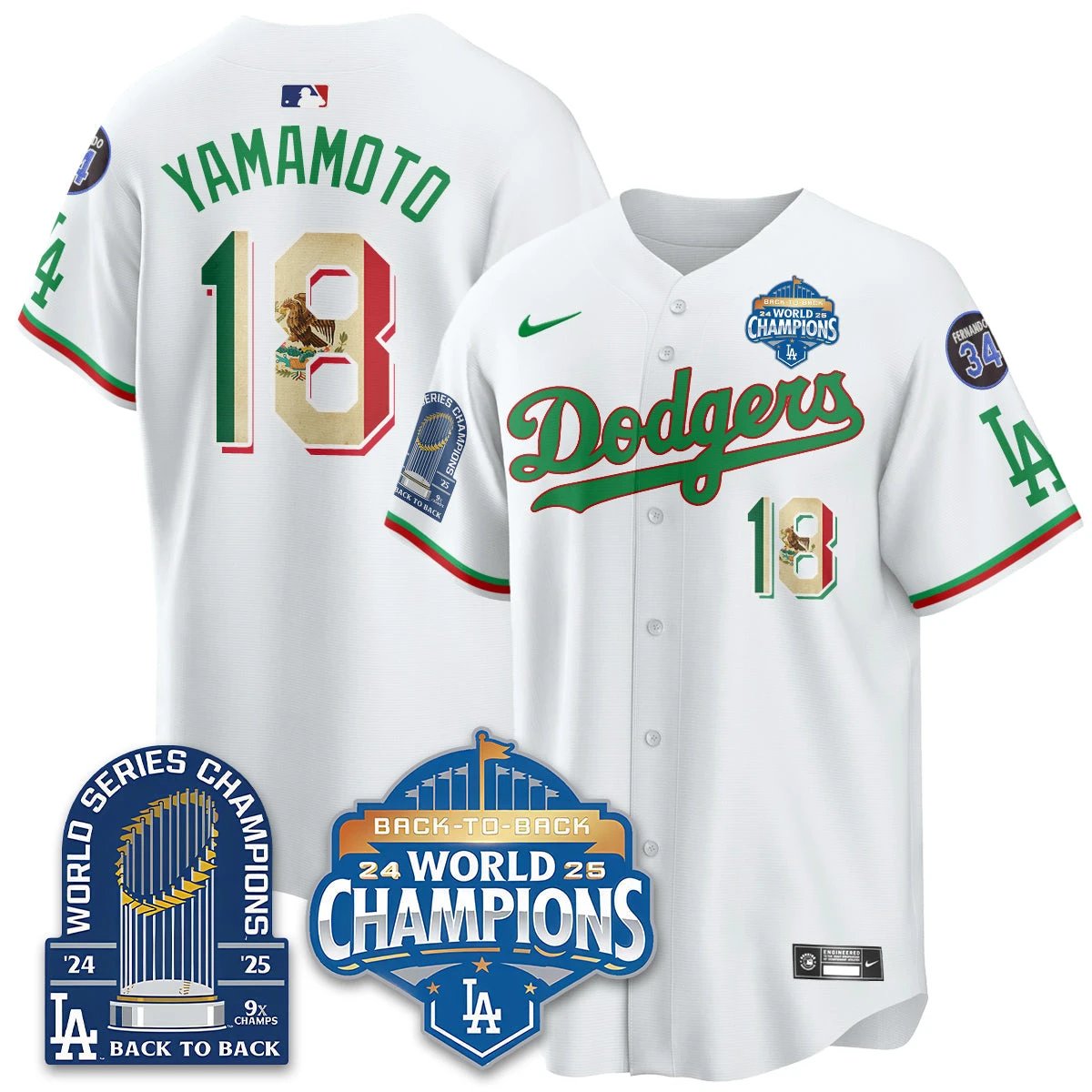 LAD Mexico World Series Champions Jersey - 9x Champs - All Stitched by Hotgearco