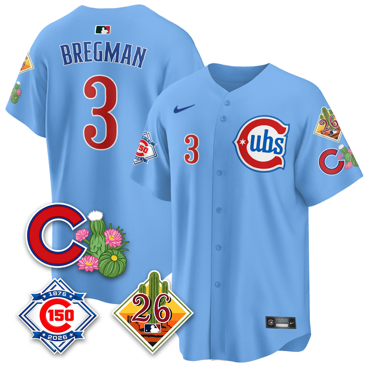 Alternative view of Chicago Cubs 2026 Spring Training Vapor Limited Jersey - 150th Anniversary Patch - All Stitched