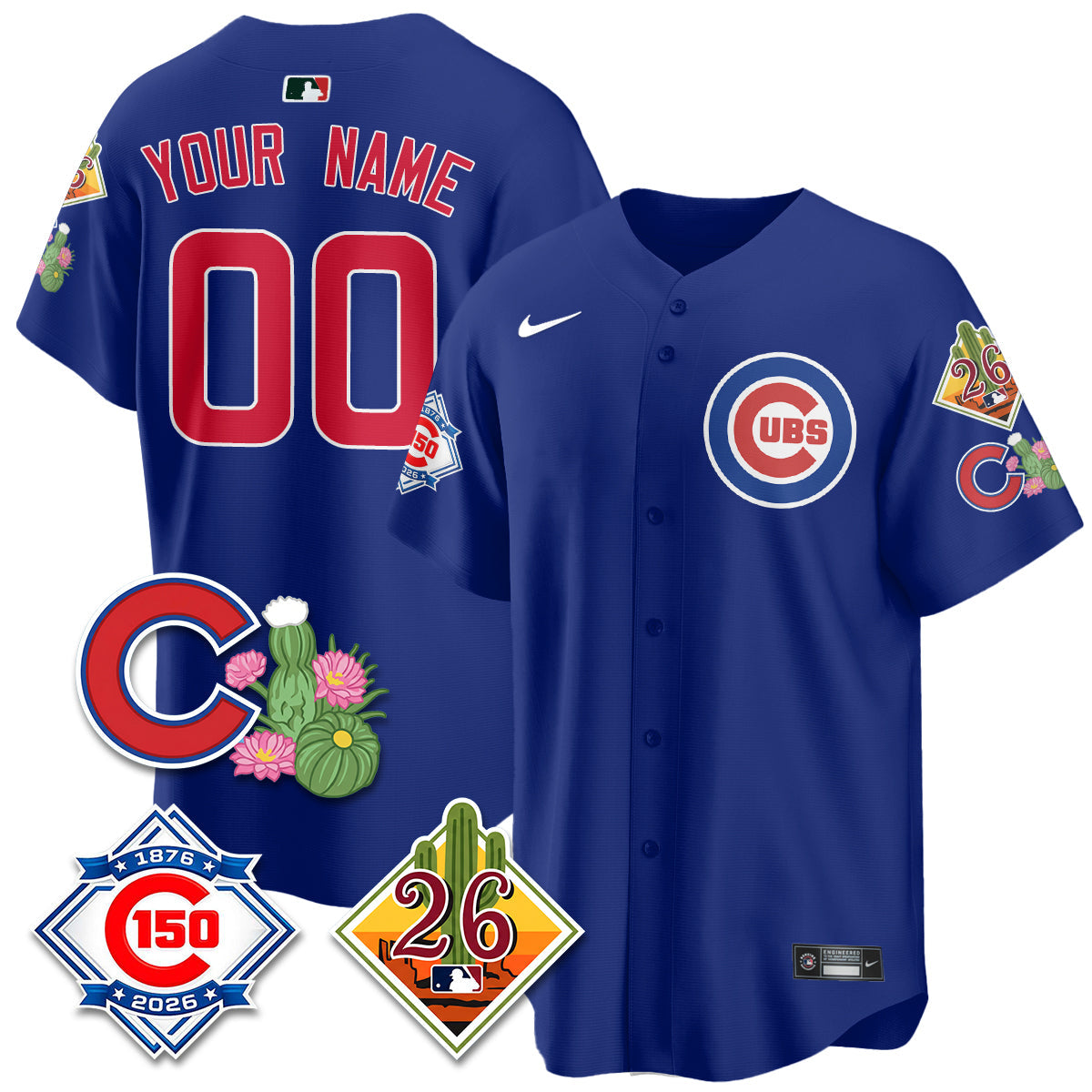 Chicago Cubs 2026 Spring Training Vapor Limited Custom Jersey - 150th Anniversary Patch - All Stitched - Image 6