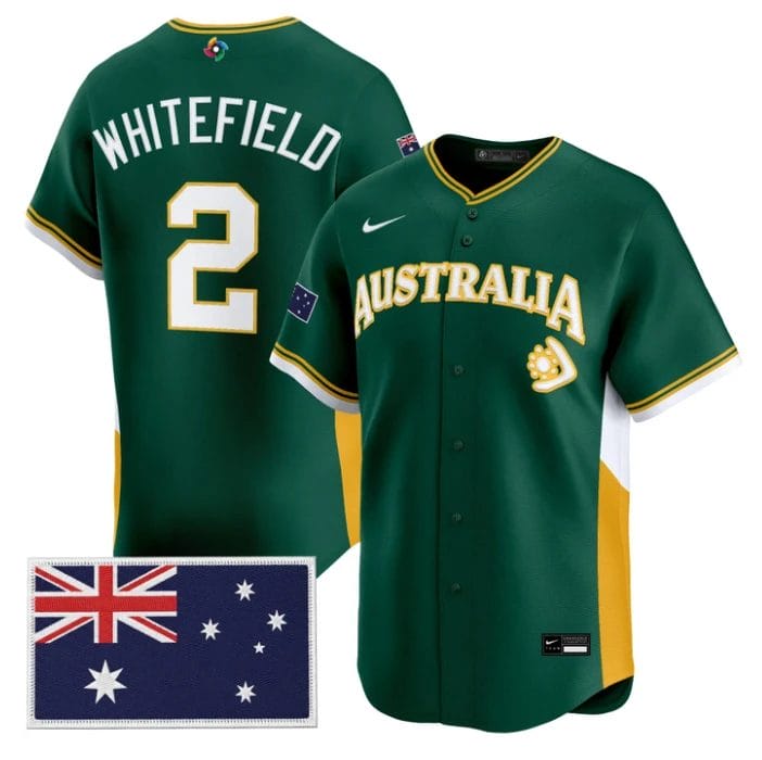 Aaron Whitefield Jersey #2 Team Australia 2026 World Baseball Stitched by My Store