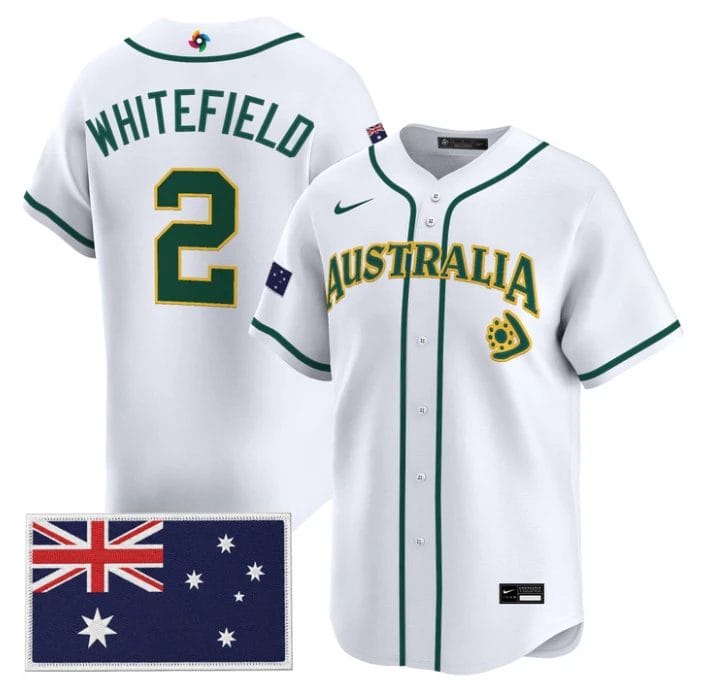 Aaron Whitefield Jersey #2 Team Australia 2026 World Baseball Stitched by My Store