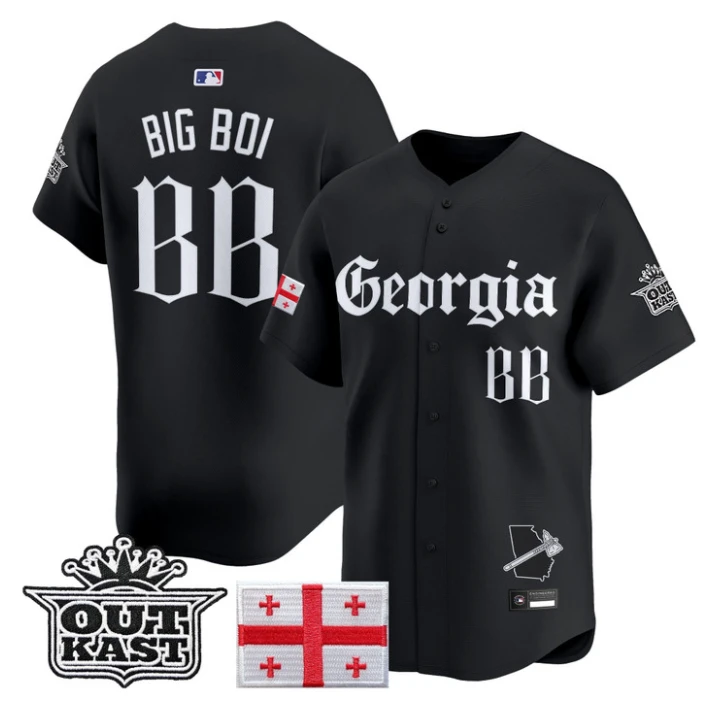 Big Boi Jersey #BB Atlanta Braves Georgia Outkast Gothic Stitched by My Store