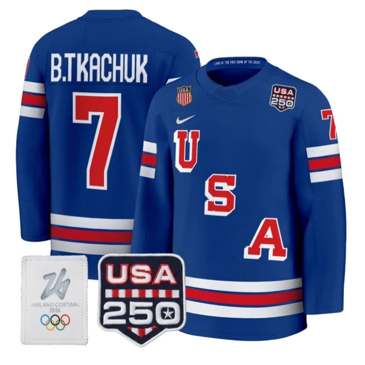 Brady Tkachuk Jersey #7 USA Olympic 250 Patch Hockey 2026 Stitched by Hockey David