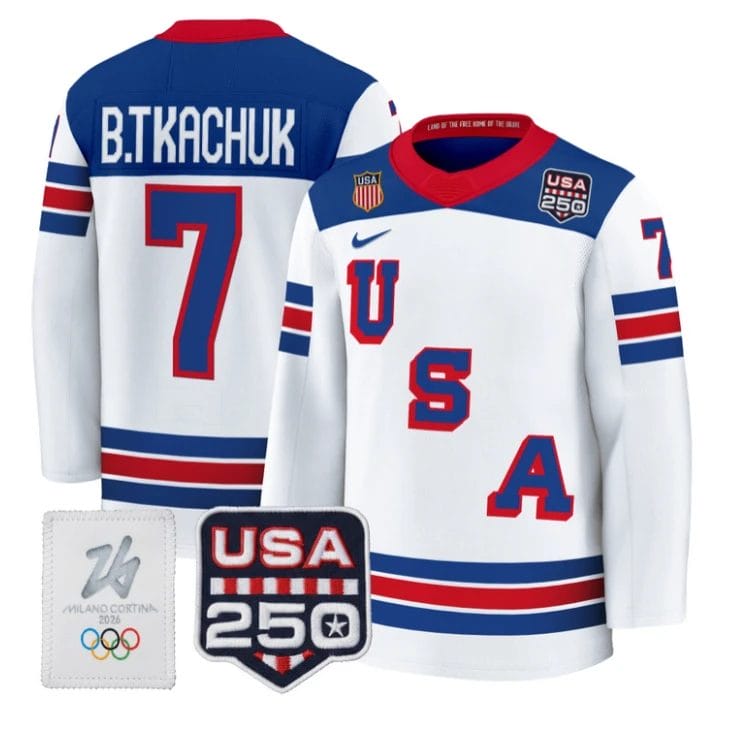 Brady Tkachuk Jersey #7 USA Olympic 250 Patch Hockey 2026 Stitched by Hockey David