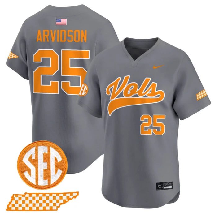 Brandon Arvidson Jersey #25 Tennessee Vols 2026 Smokey Series Stitched by My Store