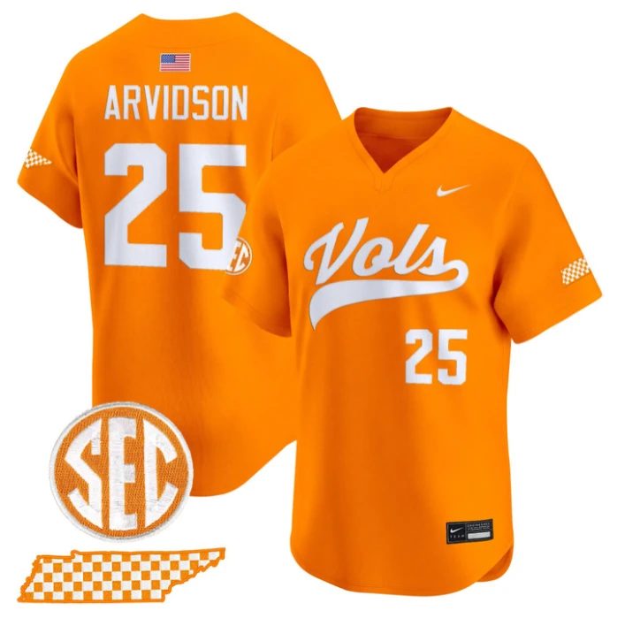Brandon Arvidson Jersey #25 Tennessee Vols 2026 Smokey Series Stitched by My Store